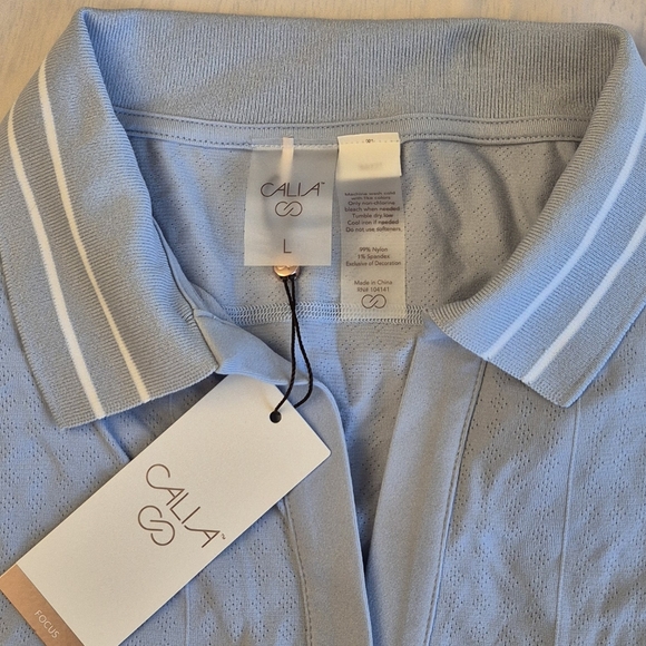 NWT Calia Sky Blue Polo Shirt Large Short Sleeve Golf Tennis - Picture 3 of 4